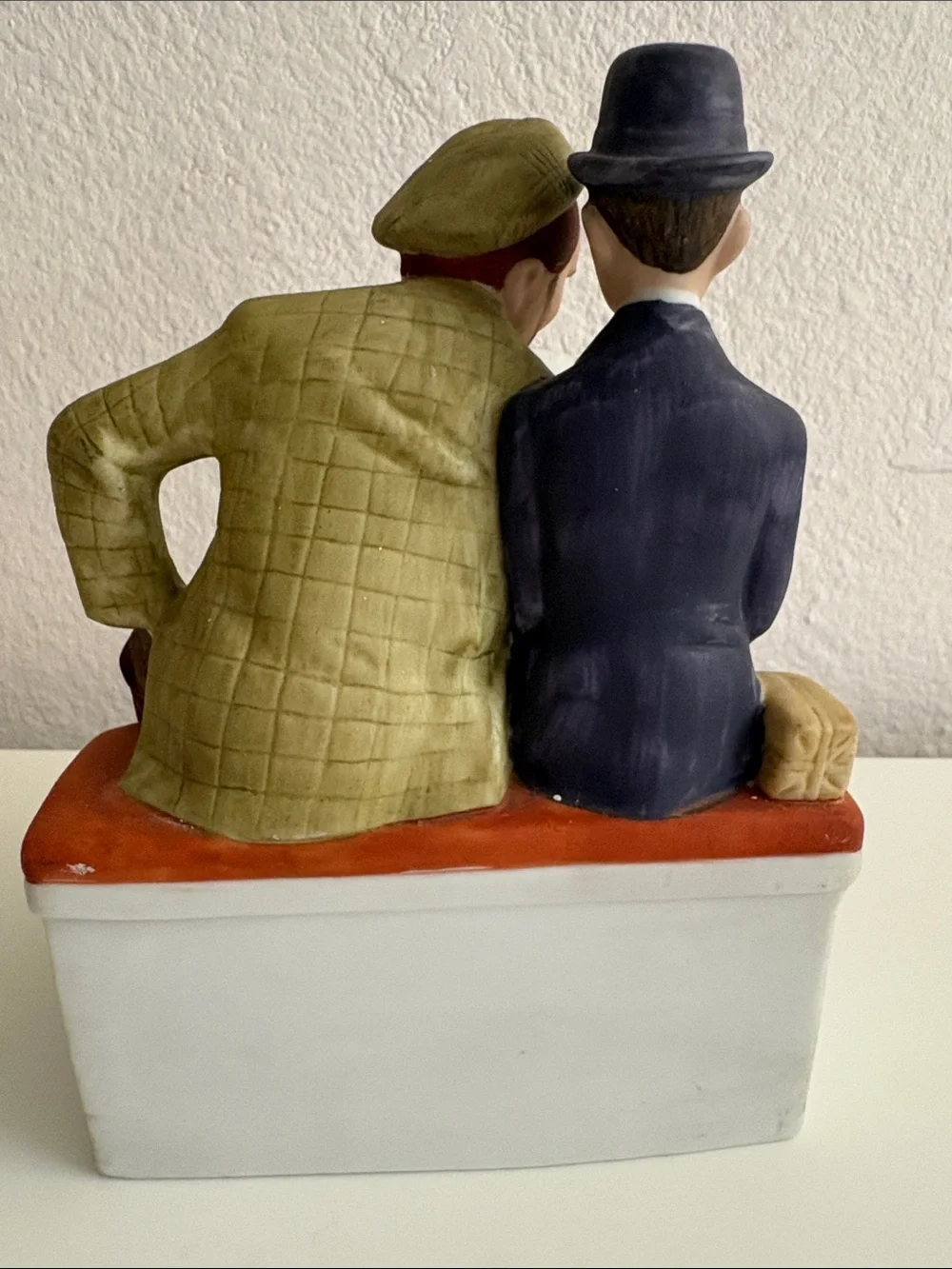 Norman Rockwell Two Men Reading Figurine — Red, Blue, Brown, Cream
